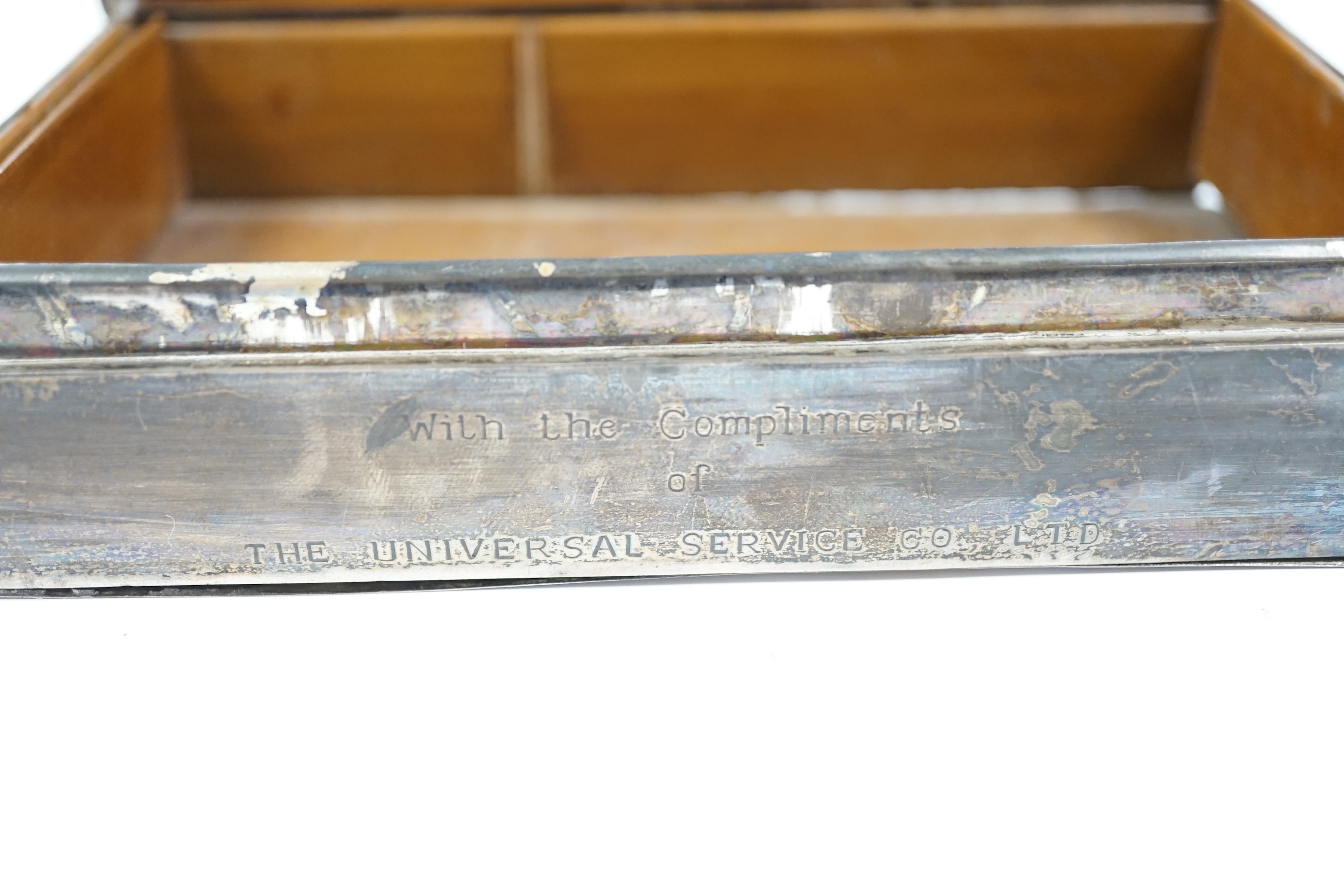 A Thai white metal and niello cigarette box, 18cm.